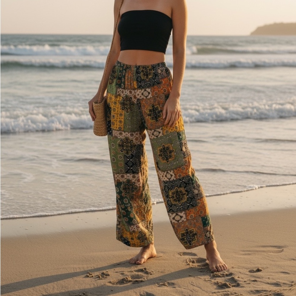 Nwot Colorful boho  Wide-Leg Pants